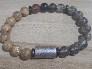 สร้อยข้อมือ หินไหมทั้ง 5 จี้เงินตาไม้